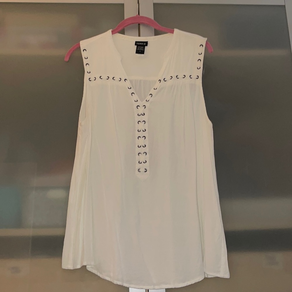 Torrid White Sleeveless Blouse